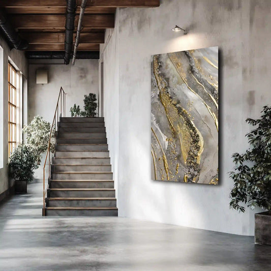 Wandbild Marmoreffekt Goldakzente Moderne Kunst