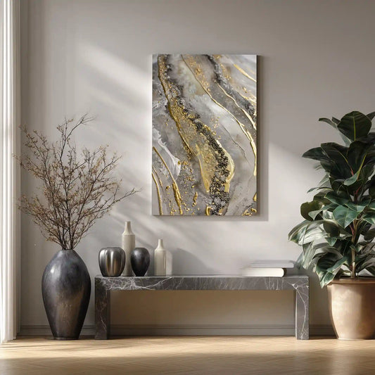 Wandbild Marmoreffekt Goldakzente Moderne Kunst