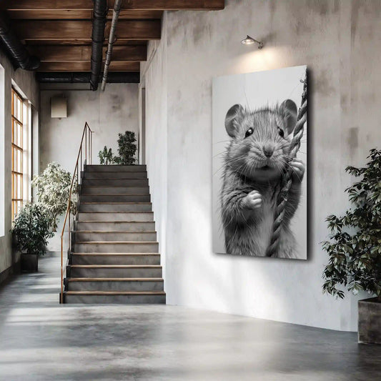 Wandbild Maus In Schwarz/Weiß