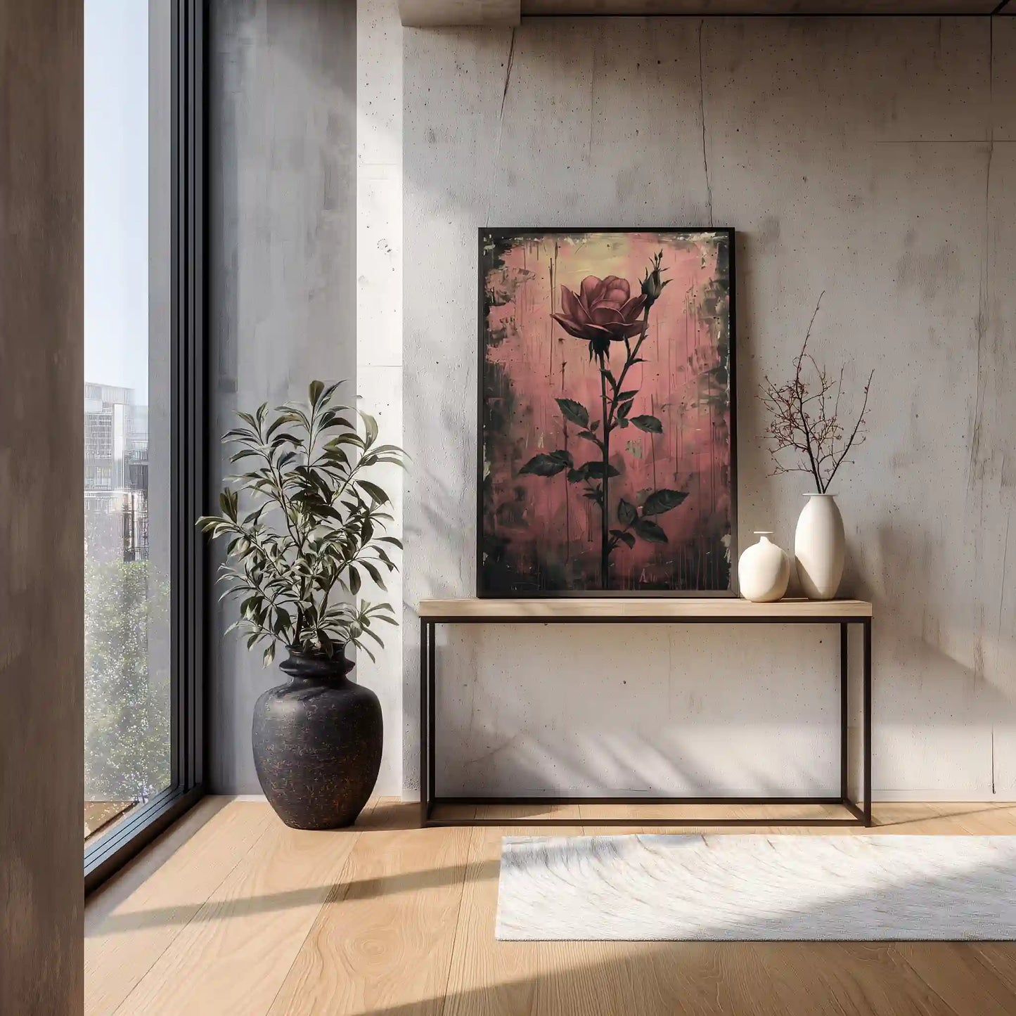 Wandbild Rosenmotiv Kunstdruck Elegant Pink