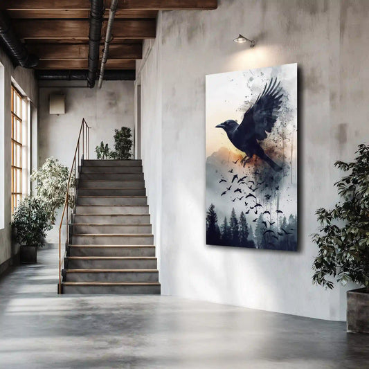 Raben Motiv Wandbild Auf Leinwand