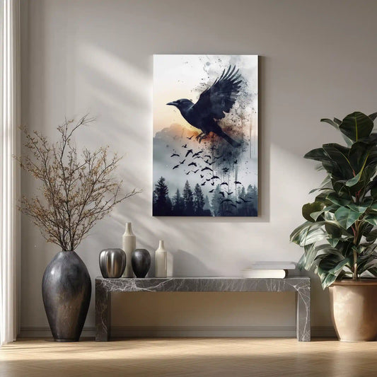 Raben Motiv Wandbild Auf Leinwand