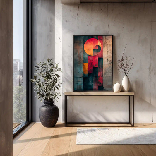 Red Moon Tiles Wandbild Rot Schwarz Grau