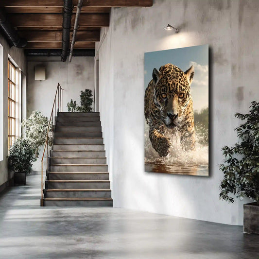 Leopard In Bewegung Wandbild Naturkunst
