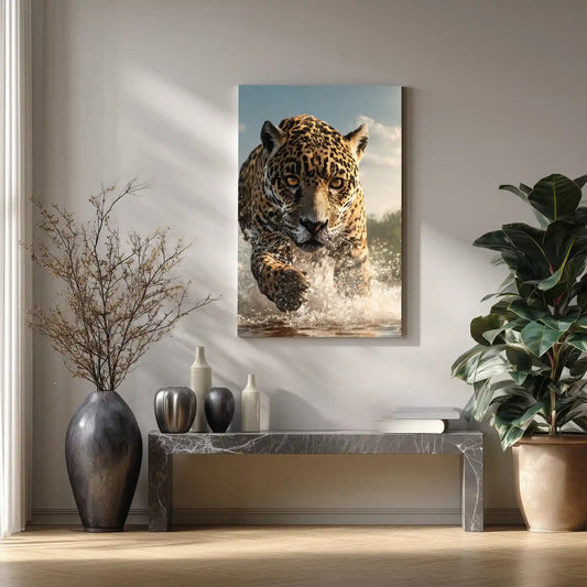 Leopard In Bewegung Wandbild Naturkunst
