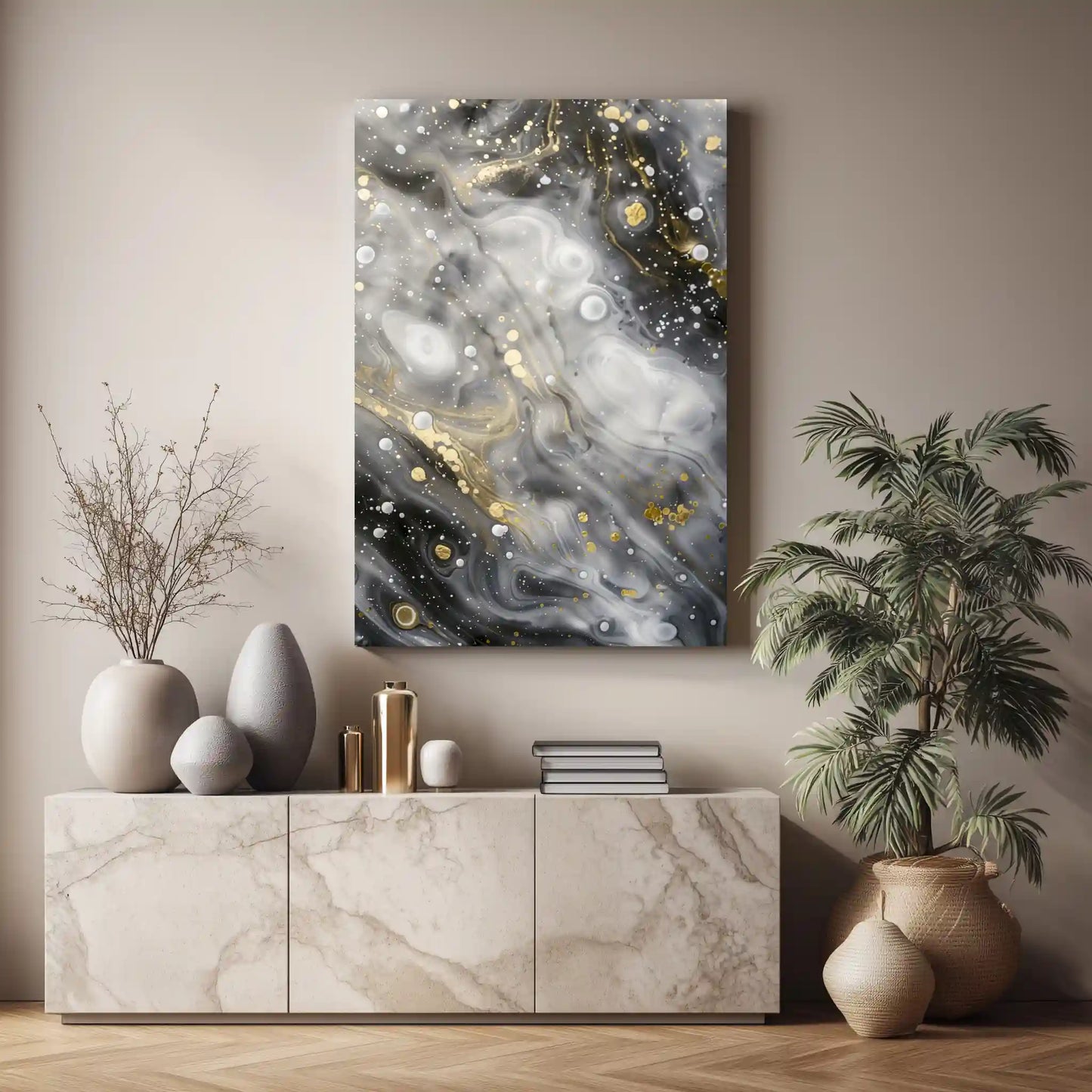 Wandbild Monochrom Abstrakt Goldakzente Exklusive Edition