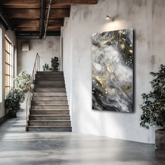 Wandbild Monochrom Abstrakt Goldakzente Exklusive Edition