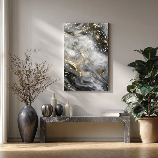 Wandbild Monochrom Abstrakt Goldakzente Exklusive Edition
