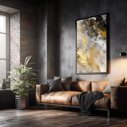 Wandbild Abstrakte Moderne Kunst Gold Akzente Grau Beige