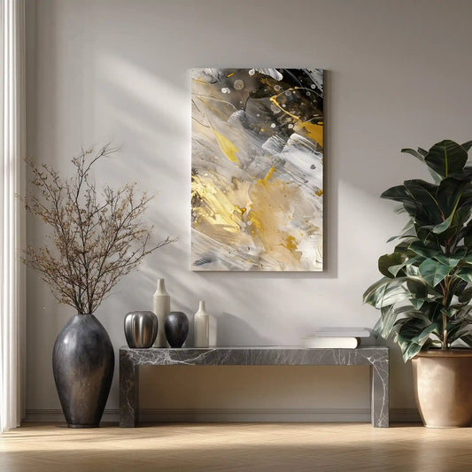 Wandbild Abstrakte Moderne Kunst Gold Akzente Grau Beige